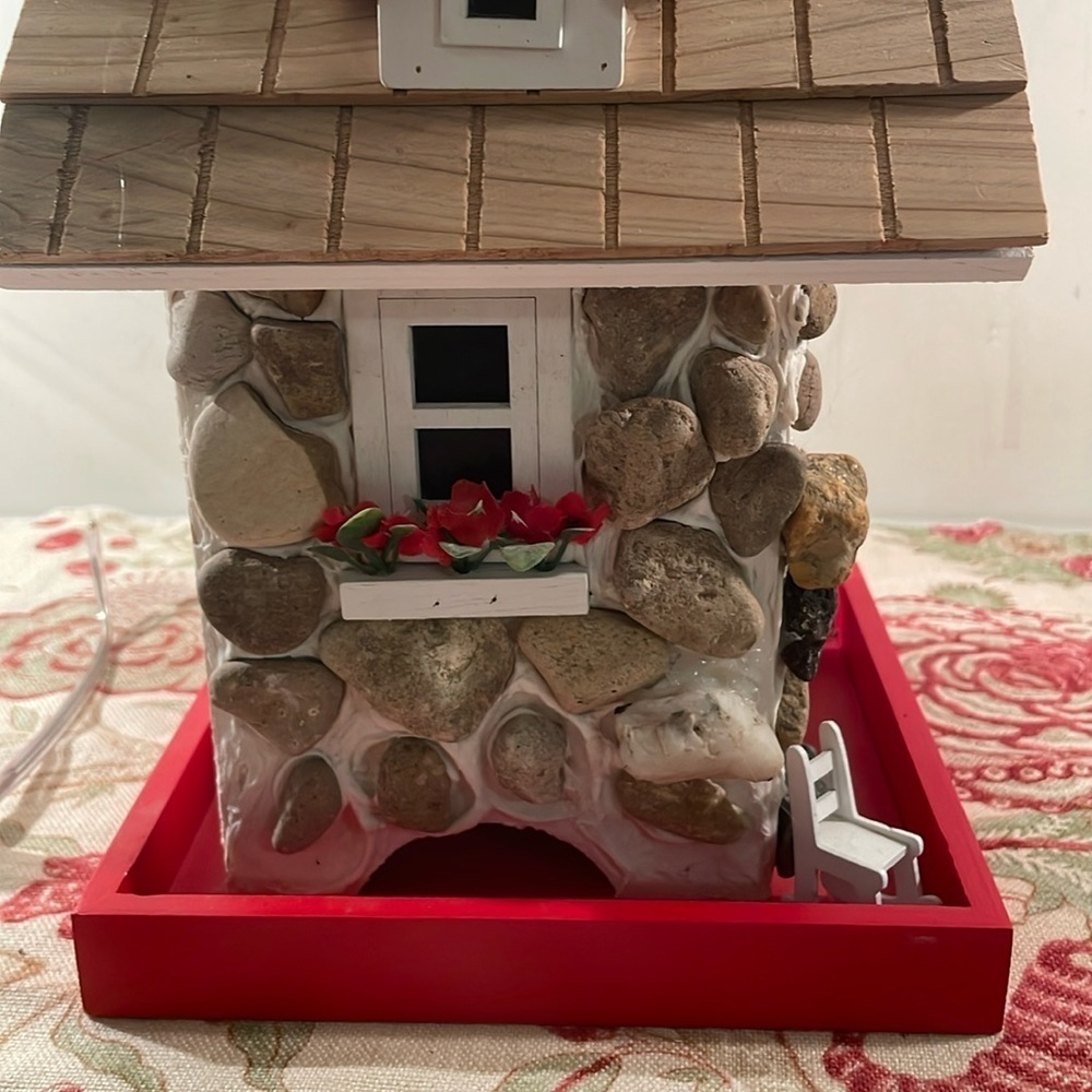 Bird House w Flowers and Rocking Chair Red Platform - Picture 9 of 15